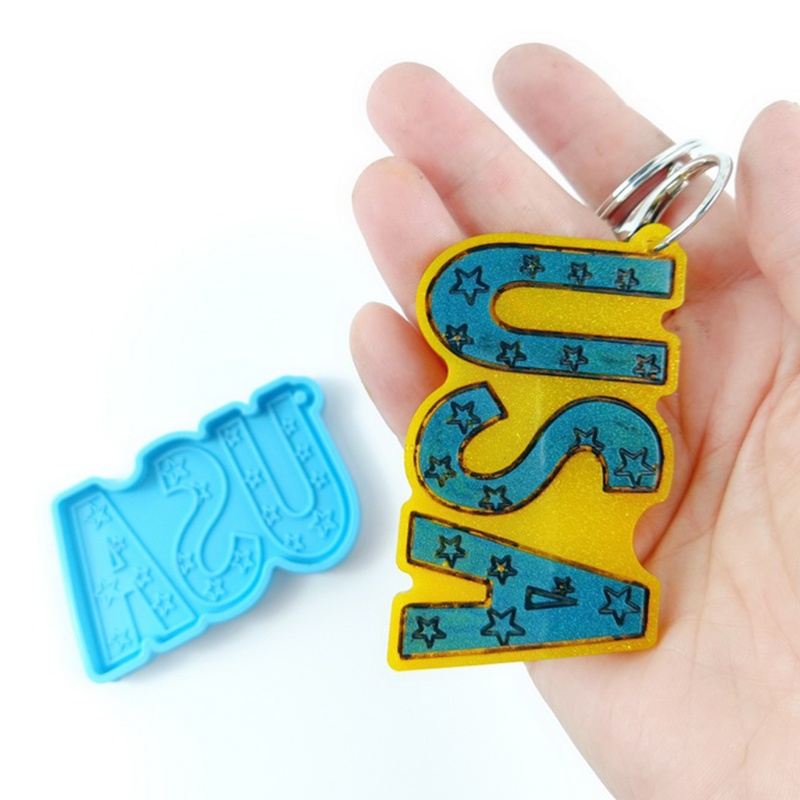 SIY  Letters USA Keychain Epoxy Resin Mold Handmade Necklace Pendant Silicone Mould DIY Crafts Jewelry Casting Tools