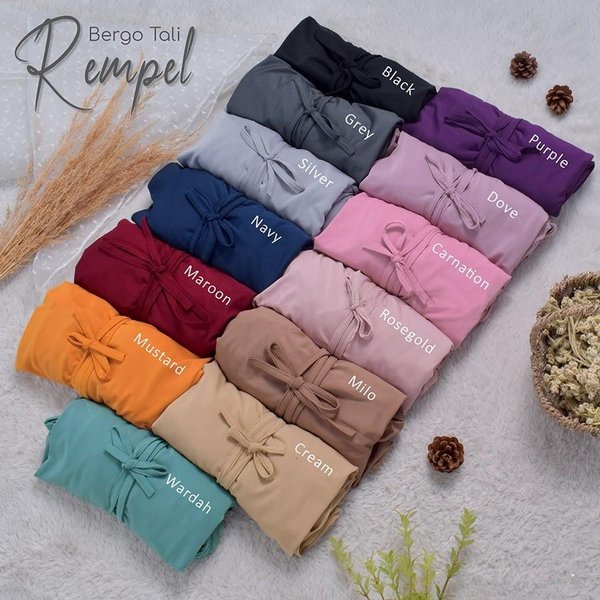 [BISA COD] Jilbab Bergo Instan Motif Maryam Rample Plisket Diamond Crepe Dusty Merah Baby Pink Maroo