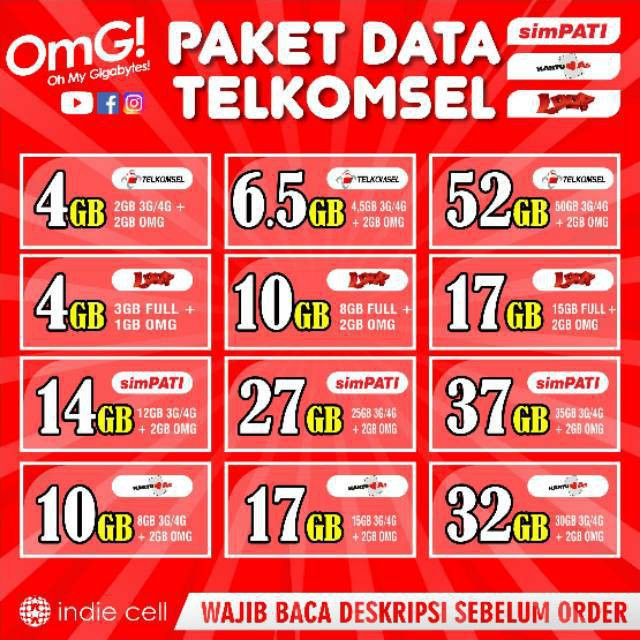 Telkomsel paket data internet SIMPATI COMBO LOOP AS 4GB 10GB 14GB 15GB 17GB 27GB 32GB 52GB zona 1-6