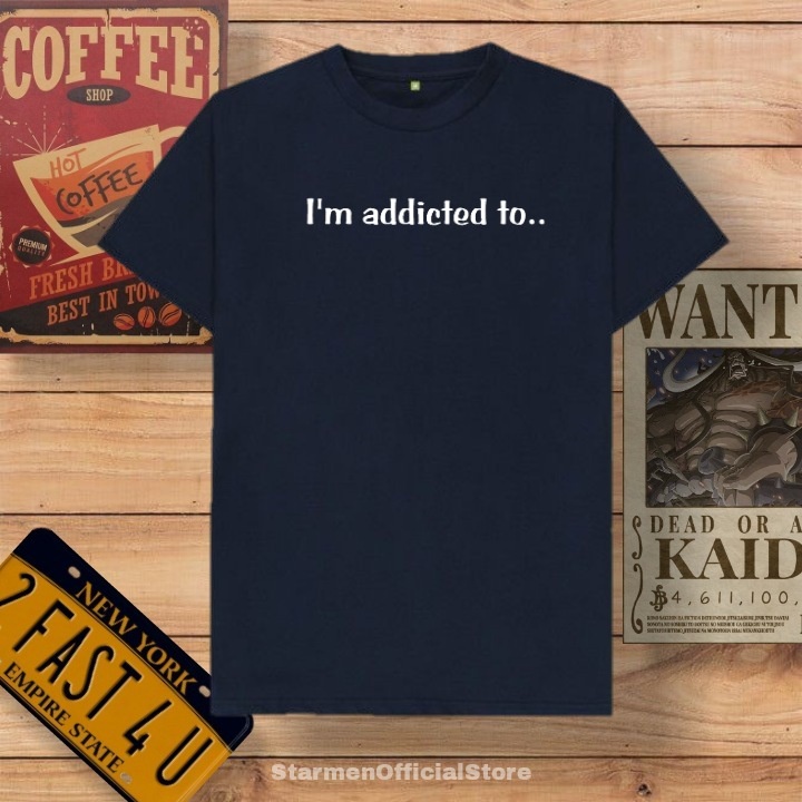 Kaos Distro Unisex I'M ADDICTED TO Katun Combed 30s / sablon polyflex /polyflex premium/Pakaian Pria Wanita Atasan Cowok Cewek /kaos kekinian / kaos viral / tshirt tumbrl tee basic /SIZE M , L , XL , XXL / kaus oblong oversize kaos murah best seller ready