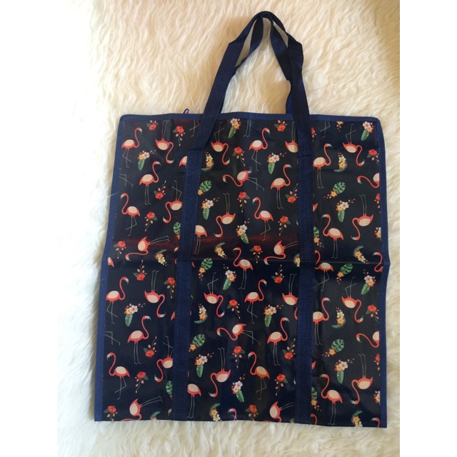 Tas terpal karung laundry tebal summer flamingo