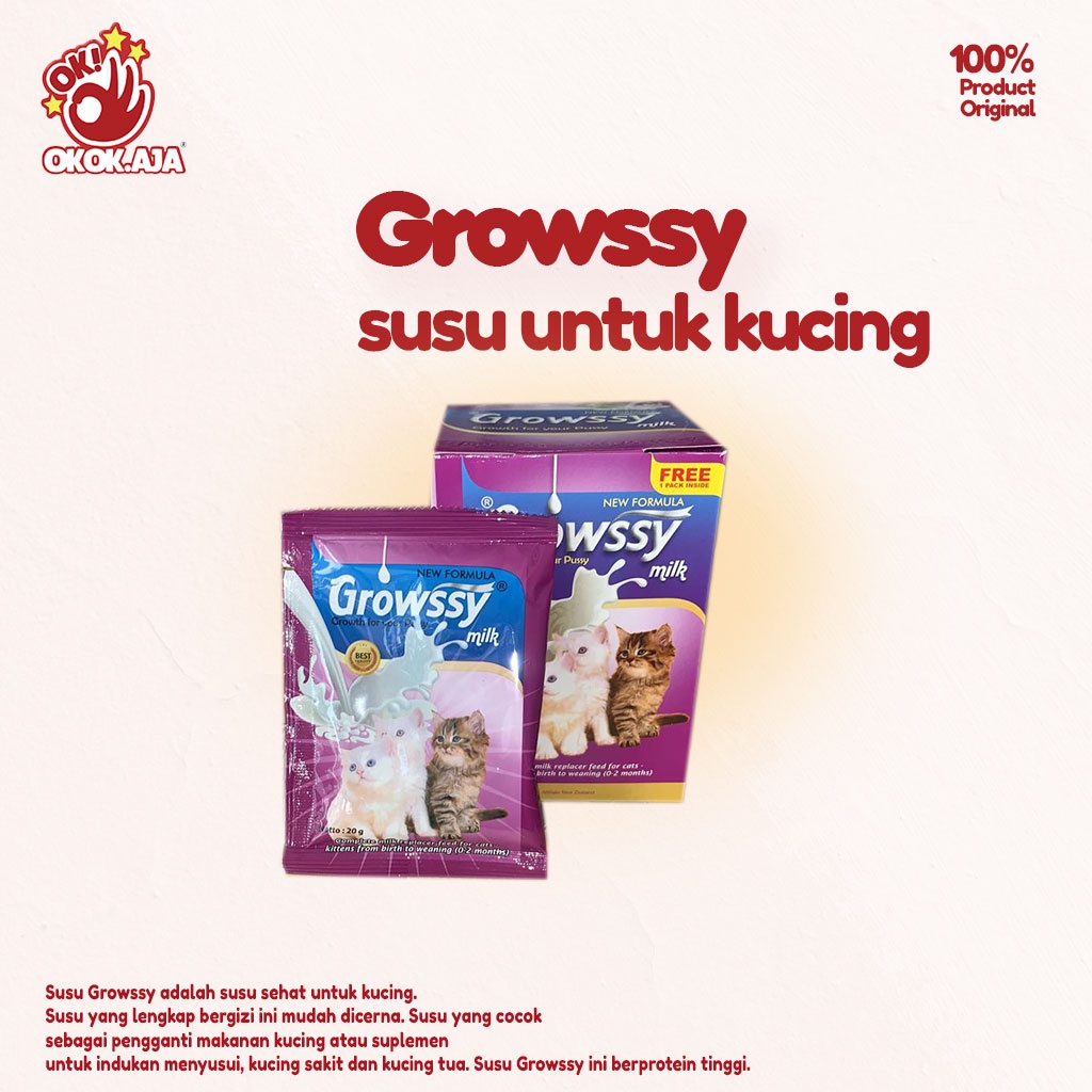 Susu Kucing GROWSSY Milk sachet 20gr - Susu untuk Pertumbuhan Kucing