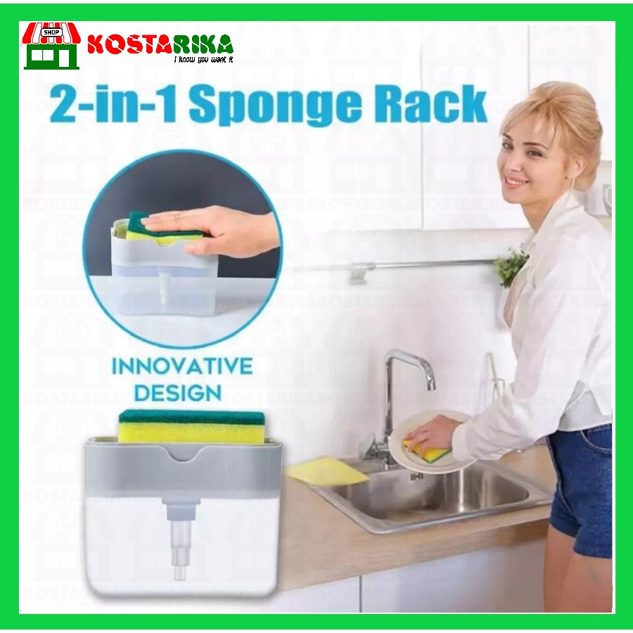 Dispenser Sabun Cair + Holder Spons Cuci Piring 2 in 1