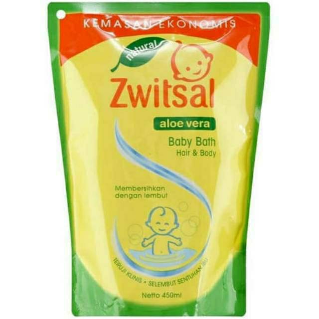 Hair & Body Zwitsal 2 in 1 Natural Baby Bath aloe vera refill 100/ 450