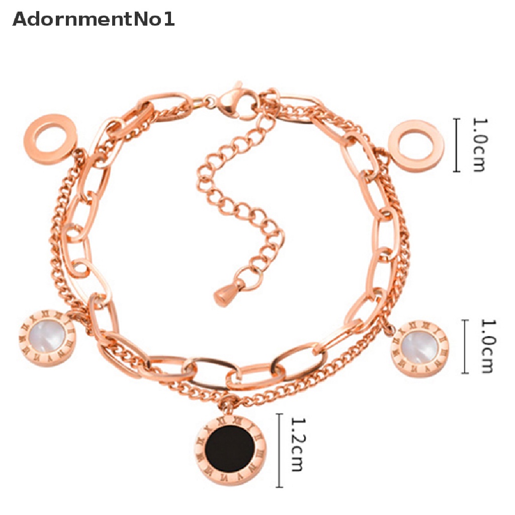 (AdornmentNo1) Gelang Bangle Titanium Steel Motif Angka Romawi Untuk Wanita