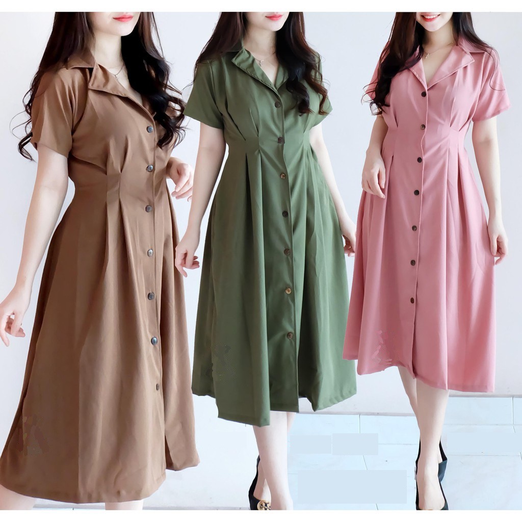 DRESS LUCIA MOSCREPE / DRESS WANITA /DRESS CASUAL