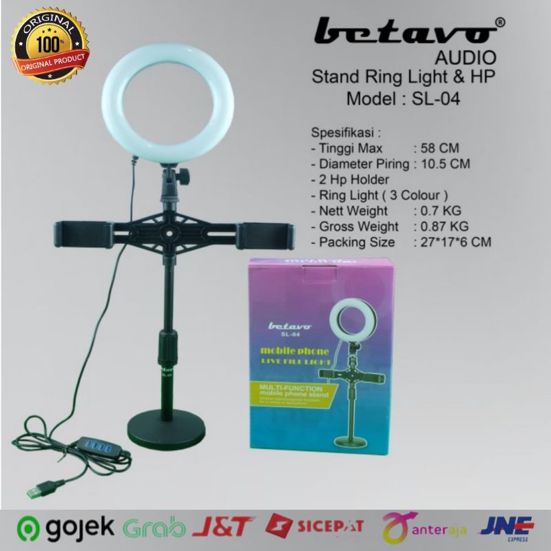 Stand Meja Handphone Betavo SL04 Lampu Ring Light