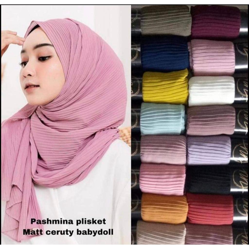 PREMIUM pashmina plisket full (tanpa lipatan tengah) hijab havana muslimah-1
