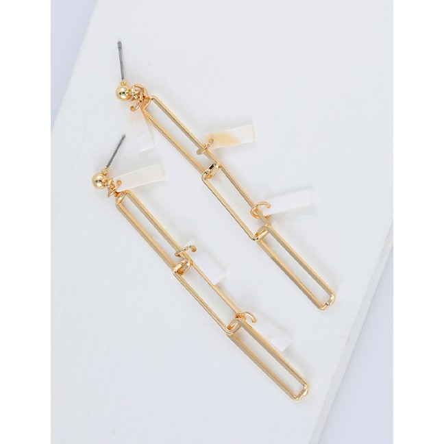 LRC Anting Tusuk Fashion Real Gold Alloy Shell Geometric Earrings F79758