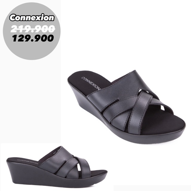 Connexion Sandal Wedges Wanita Hitam