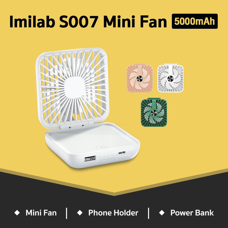 Imilab S007 Mini Portable  Handheld Fan powerbank 5000mah Phone Holder 3 in