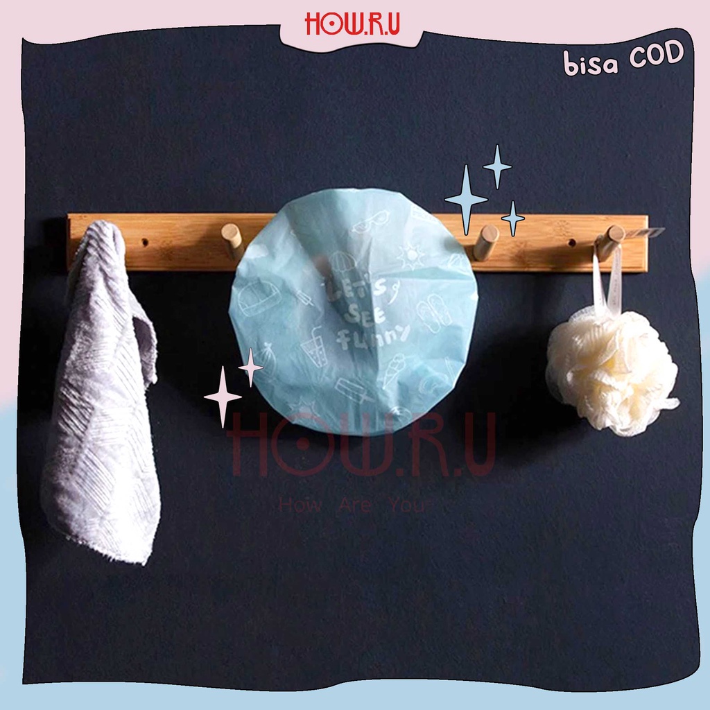 HOW.R.U | Shower Cap / Topi Mandi Lucu Waterproof Plastik Tebal