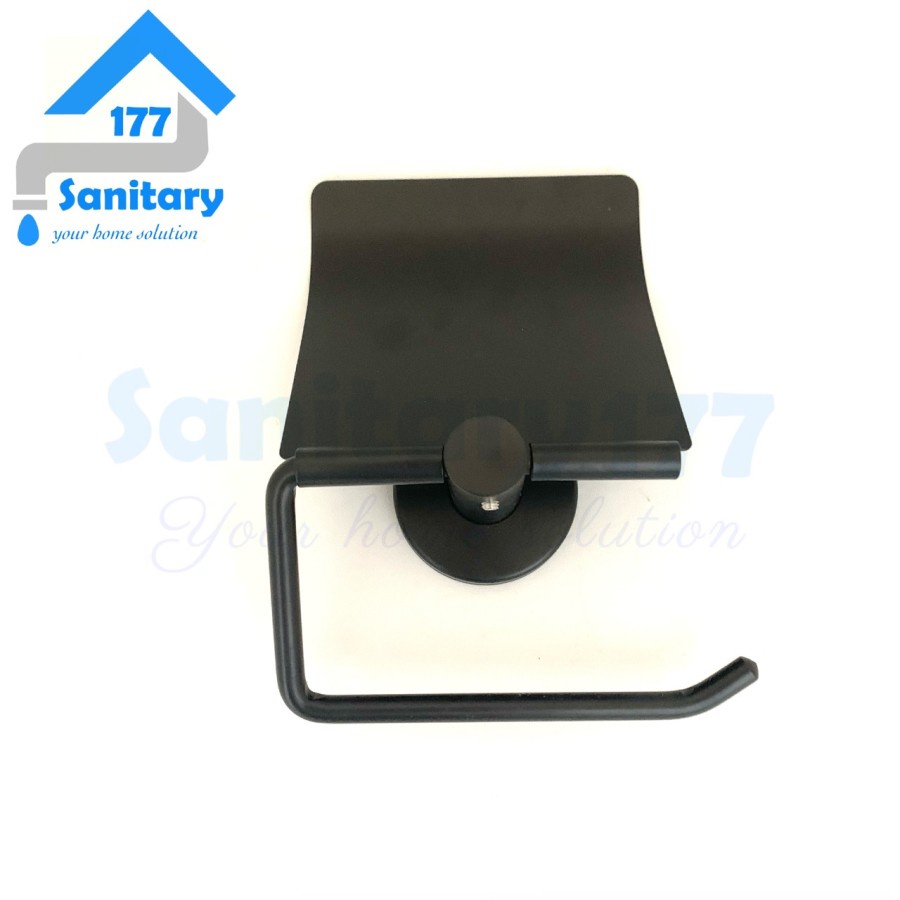 Tempat Tisu Gulung Gantung Stenlis Hitam K01-Rak Tempat Tissue Roll Rol Gulung Stainless 304 BLack Matte