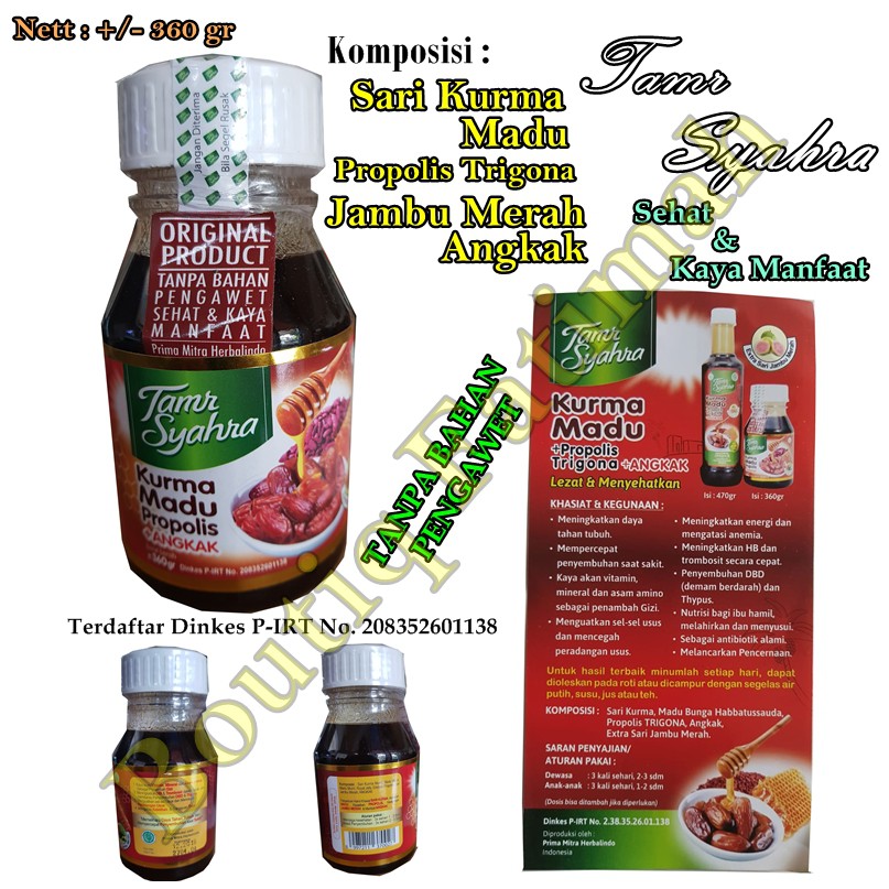 Sari Kurma Tamr Syahra Extra Madu Propolis Trigona Jambu Merah Angkak Indonesia