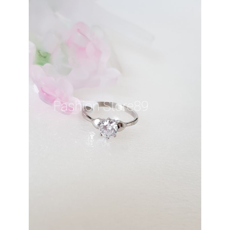 Cincin permata Love titanium silver import antikarat selamanya fashion couple ring bestseller white