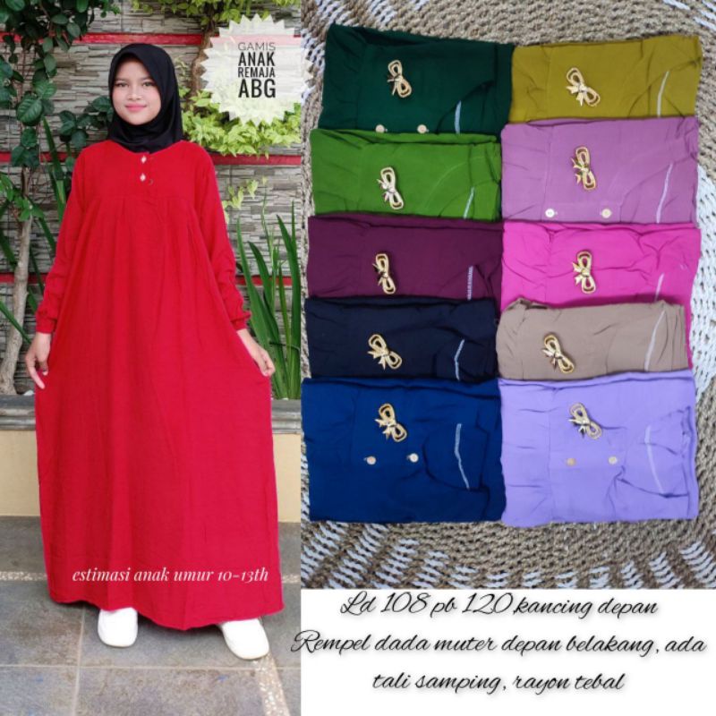 GAMIS NOORA RAYON SUPER POLOS REMPEL SUSUN wanita remaja polos