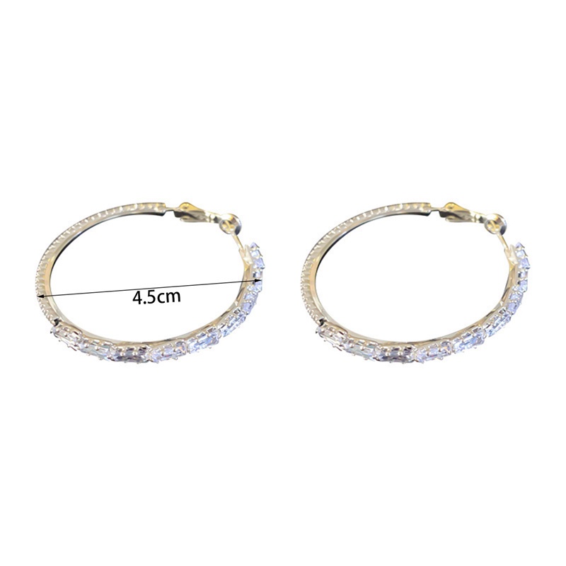 Fancyqube Sepasang / Set Anting Hoop 925 Silver Sapphire Putih Untuk Perhiasan Wanita