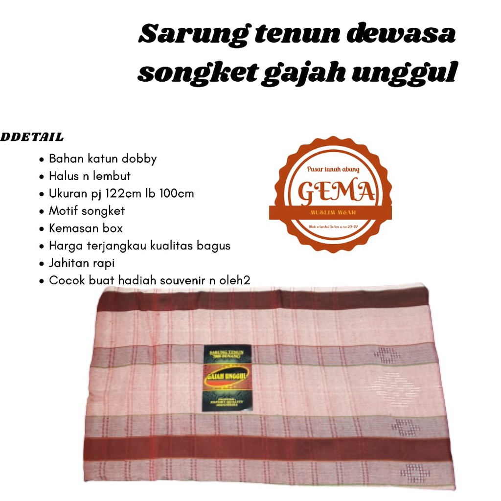 sarung tenun dewasa gajah ungul motif songket