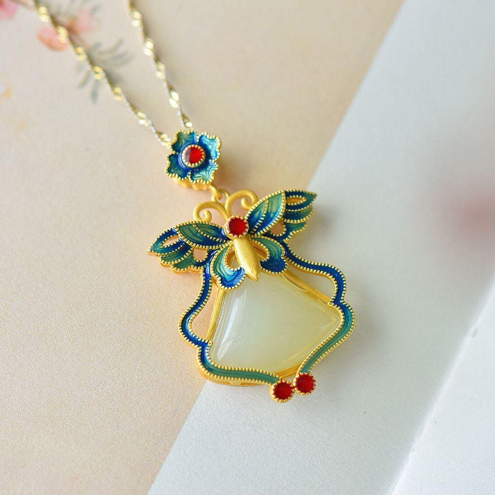 Needway Anting Kupu-Kupu Temperamen Elegan Enamel Stud Earrings Woman Drop Earrings Anting Gaya Cina