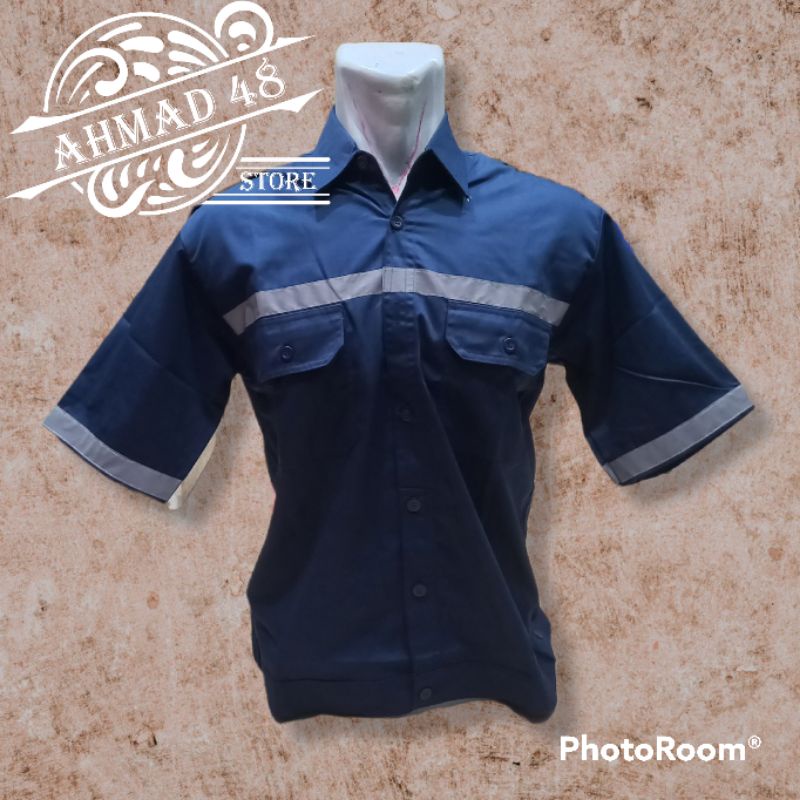 ATASAN BAJU WEARPACK/SAFETY/TAMBANG/PROYEK LENGAN PENDEK NAVY