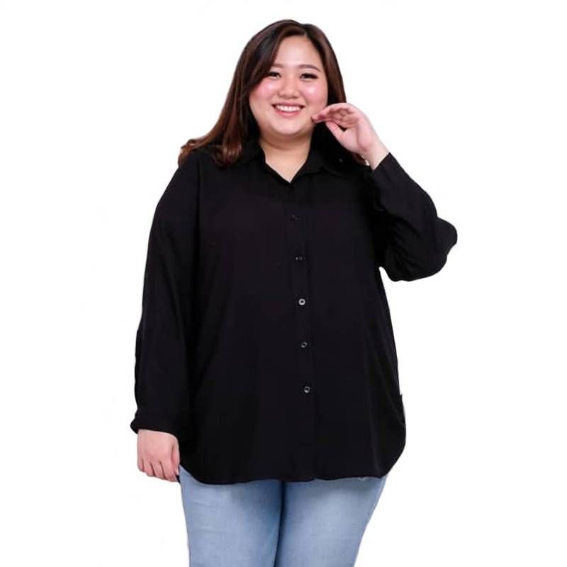 Baju Atasan Blouse Jumbo kemeja wanita hitam putih Kantor lengan panjang dan pendek