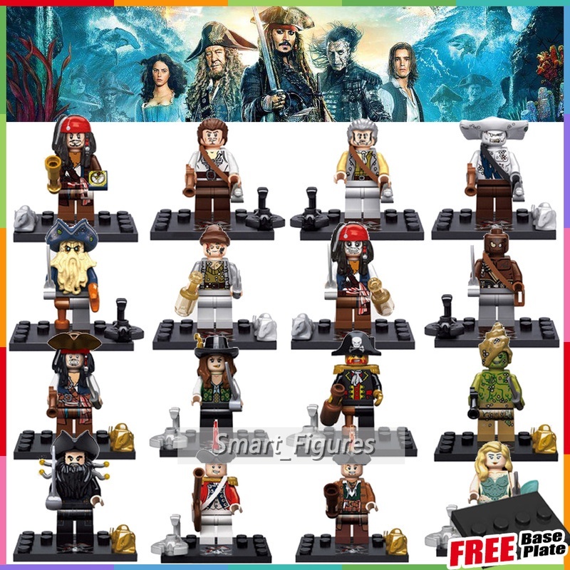 1 Set 8 Pcs Mainan Action Figure Minifigures Model Pirates of The Caribbean Jack Sparrow Elizabeth Swann