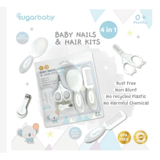 Sugar Baby 4in1 5in1 2 in 1 Baby Nail &amp; Hair Kits Manicure Set - Perlengkapan Perawatan Kuku dan Rambut Bayi + Gunting