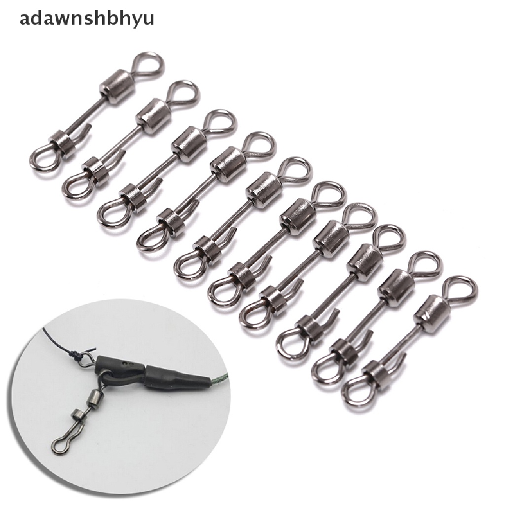 Adawnshbhyu 10pcs Steel Quick Lock Swivels Interlock Snap Fishing Lure Tackles Memancing Ikan Gurame