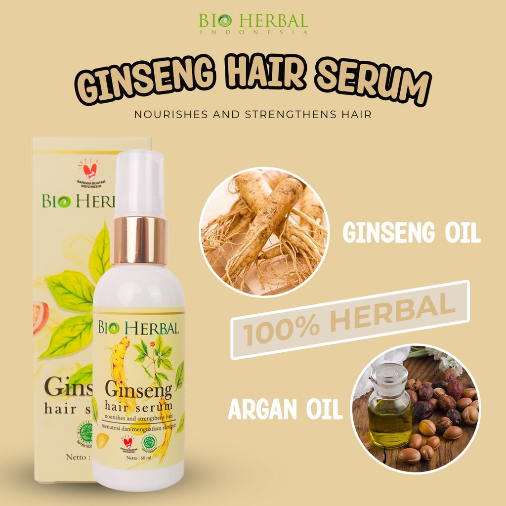 [NEW] Bio Herbal Hair Serum Rambut dengan Bahan Alami Melembabkan &amp; Melembutkan Rambut - 60 ML BPOM ORIGINAL