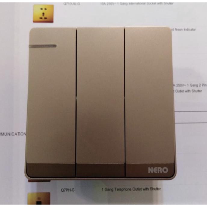Gaya Saklar Triple Nero Tipe Decora Q7-G. Saklar Isi 3 Nero Decora Gold Sale