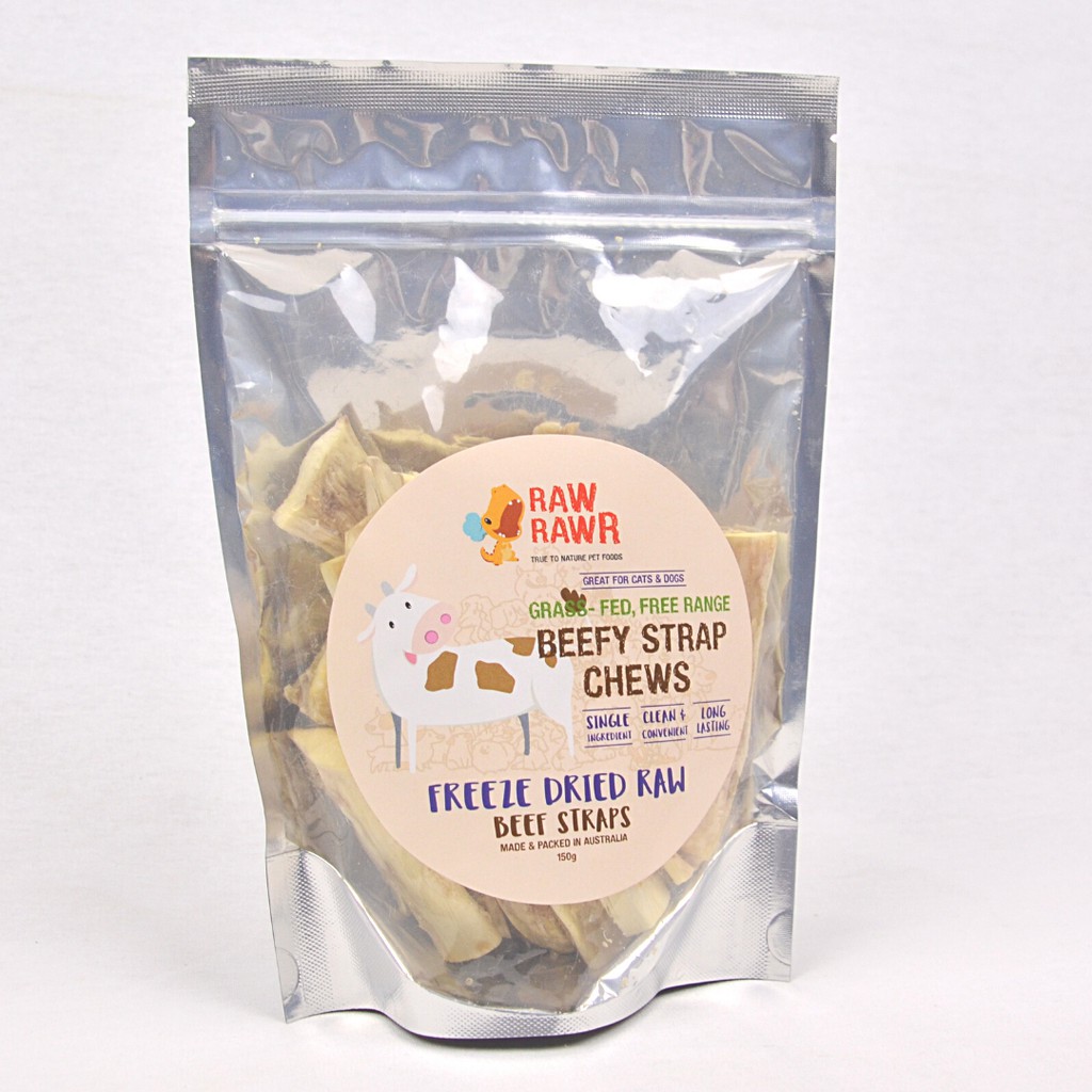 

RAWRAWR Snack Anjing Freeze Dried BEEFY Straps Chewy 150gr