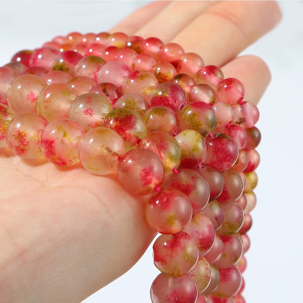 High Quality Mixed Color Watermelon Crystal Round 6/8/10mm Gem Loose Natural Beads Strand DIY Creative Jewellery Making