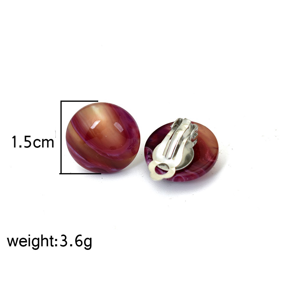 Anting Klip Tanpa Tindik Bentuk Bulat Geometris Bahan Resin Gaya Korea Untuk Wanita