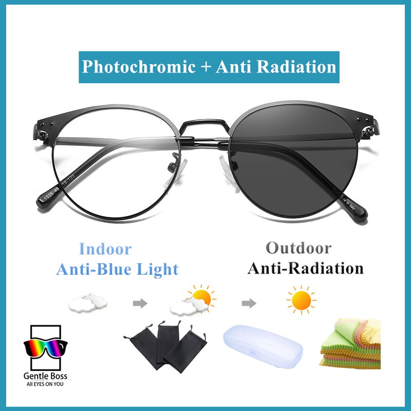 Kacamata Komputer 2 In 1 Anti Radiasi Photochromic Transisional Anti Blue Ray Untuk Pria Dan Wanita