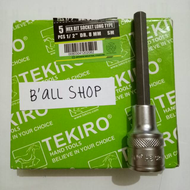 Hex Bit Socket 1/2&quot; 8 mm x 100 mm Tekiro