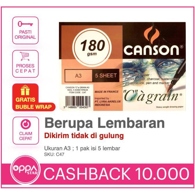 

Limited Canson C A Grain A3 180 Gsm Drawing Watercolor C47 / Pak 5 Lembar Trendi