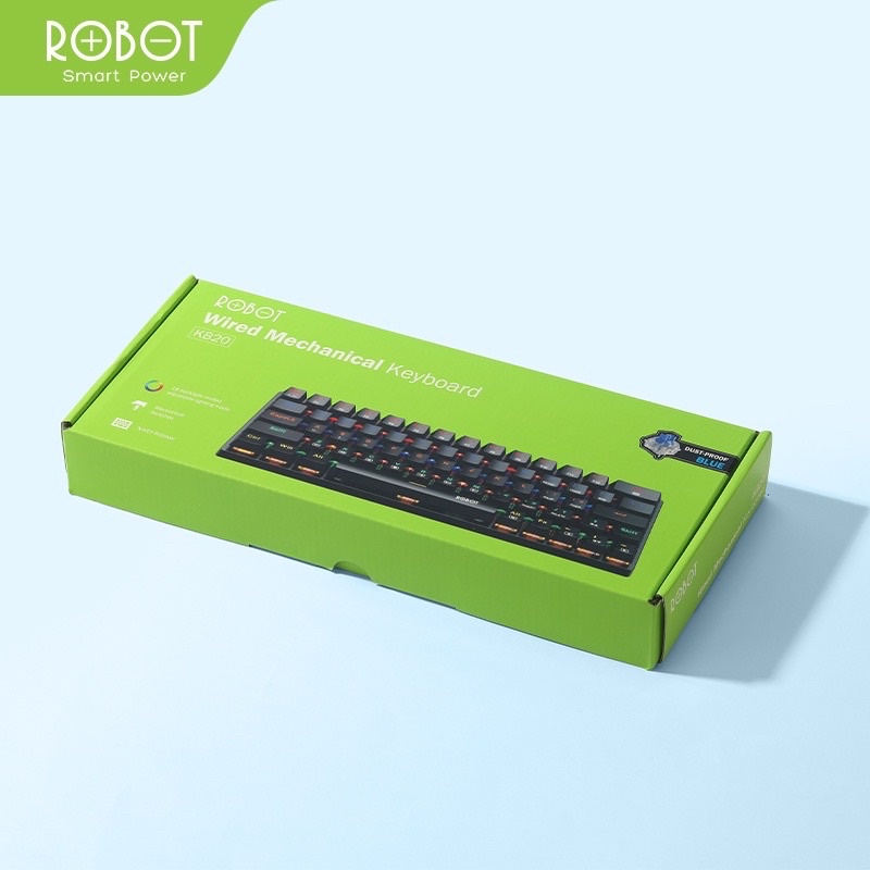 ROBOT KB20 Keyboard Wired Mechanical Blue Switch 63 Keys Rainbow Light / Keyboard Gaming Mekanikal FULL Anti Ghosting Port