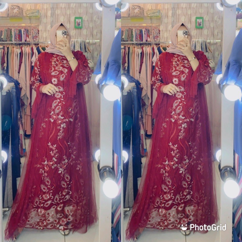 Dress pesta sisa silver