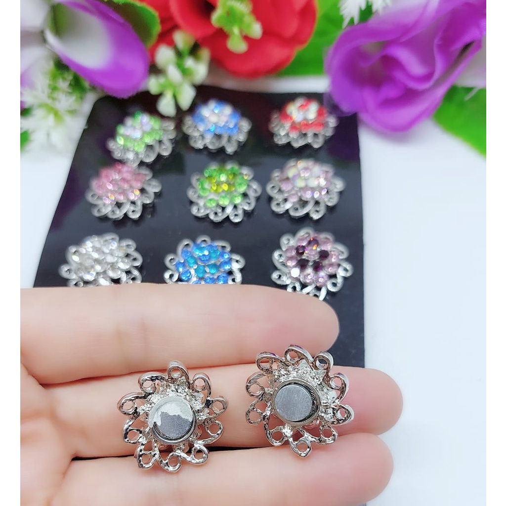 Bros Magnetik (sepasang) Bentuk Bunga Kamelia 5 Kata Mutiara Zircon Gaya Korea Untuk Aksesoris 23-33