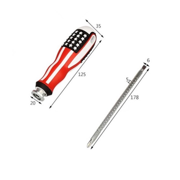 OBENG BOLAK BALIK AMERIKA 4 INCH SERBAGUNA / OBENG BOLAK BALIK GAGANG KARET 2 IN 1 / SCREWDRIVER PLUS MINUS 2 IN 1