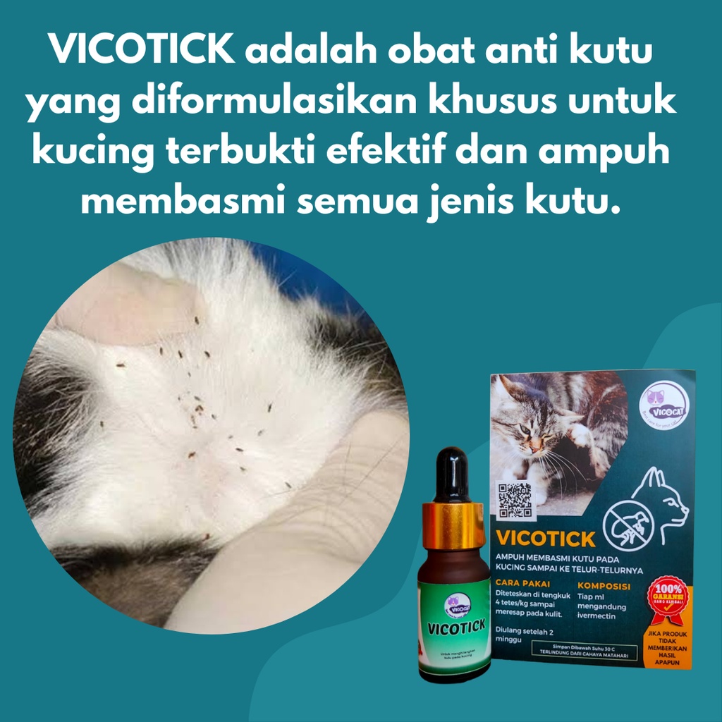 Obat Kutu Kucing VICOTICK Ampuh Basmi Kutu Aman Untuk Kitten Manjur Basmi Kutu Sampai Telor Bisa Untuk kucing Hamil Menyusui Anti Kutu tetes