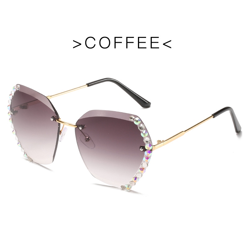 (YUZHU) TERSEDIA COD Kacamata Hitam Wanita Fashion Gaya Oversized Frameless Sunglasses For Women