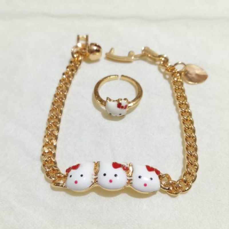 Set gelang dan cincin anak xuping HK motif hello kitty