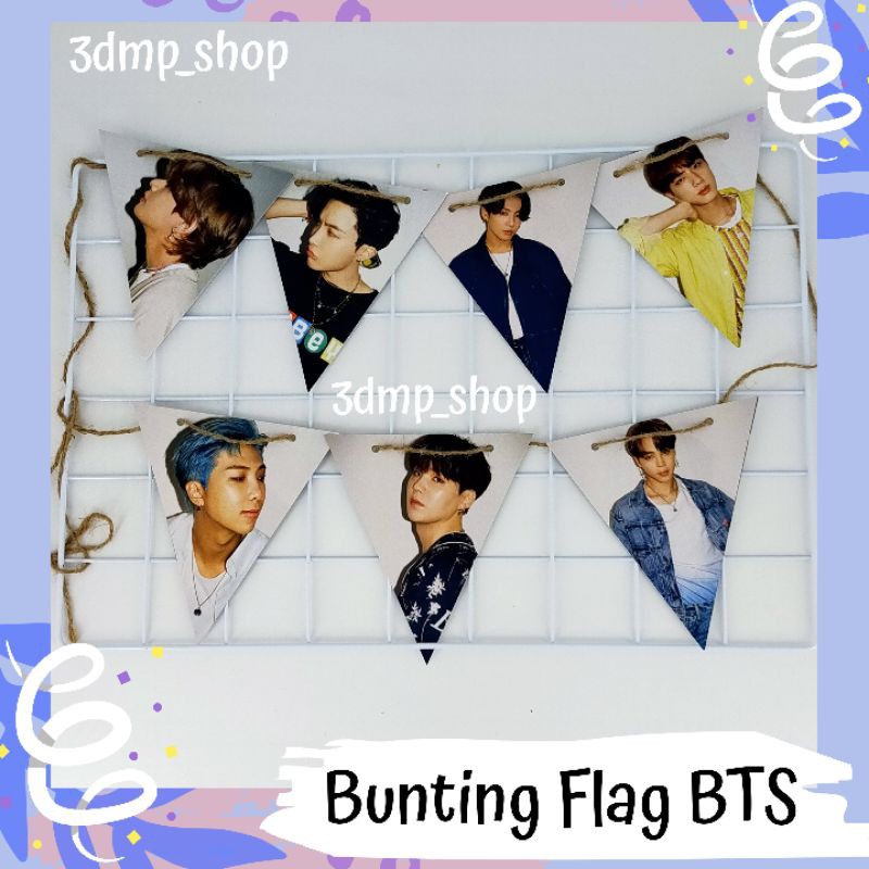 bunting flag persona garland bts most7 BE kpop Dynamite BT21 hiasan dinding kamar butter