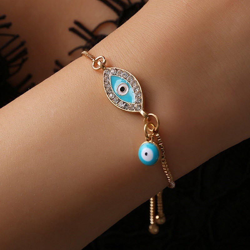 Personality Turkish Blue Evil Eye Crystal Charm Bracelet Charm Trendy Adjustable Bracelets