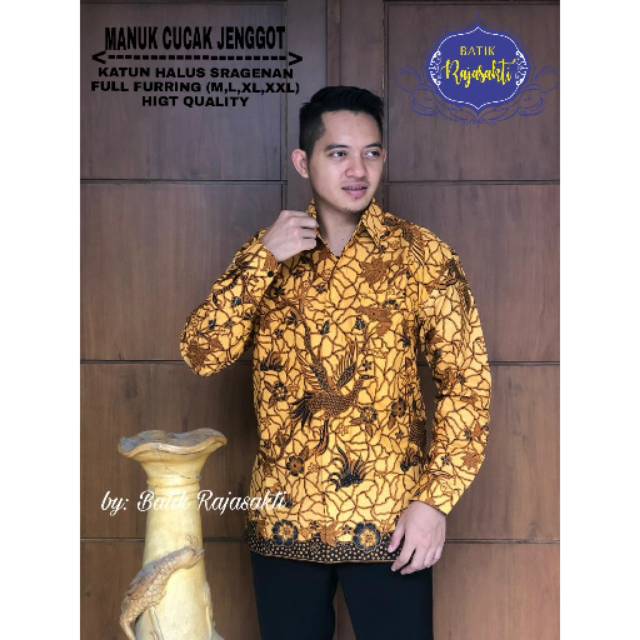 Batik Solo MANUK CUCAK JENGGOT Kemeja Pria Katun Halus Sragenan Full Furing