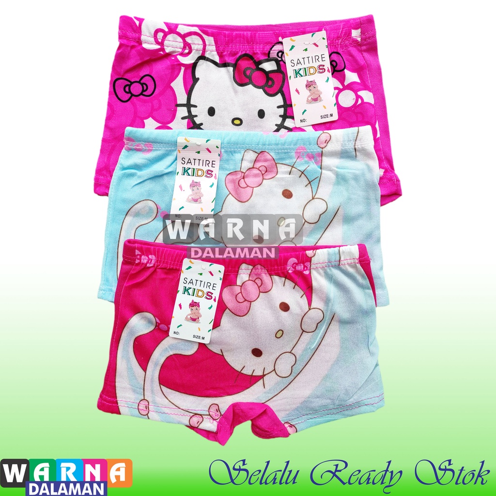 3 Pcs Celana Boxer Anak Perempuan Gambar Kartun Celana Dalam Boxer Karakter Sesuai Gambar | WARNA DALAMAN