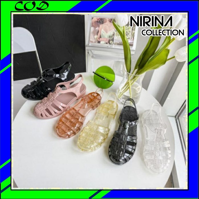 Sandal Jelly Shoes Dewasa Tranparan Gliter Wanita karet Anti Slip/Sendal Kekinian korean Style /jelly shoes import/sepatu sandal slippers