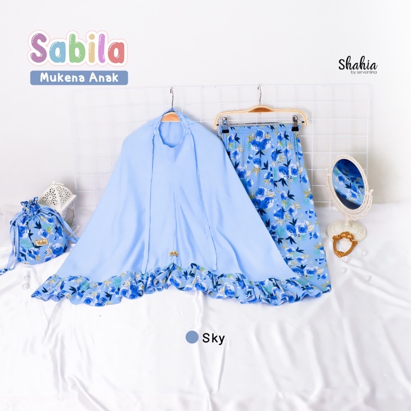 SHAHIA - Mukena Anak Sabila Prayer Set-Sabila Sky