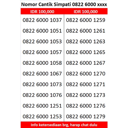 0822 6000 xxxx | NOMOR CANTIK SIMPATI (1/3)